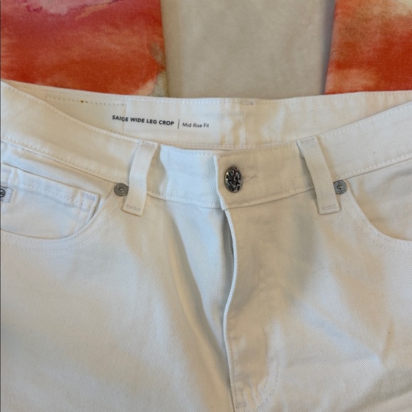 Ag Adriano Goldschmied Saige Mid-Rise Wide-Leg Jeans with Watercolor Wash, sz 28 - Picture 5 of 13